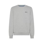 Sun68 Bomull Crewneck Sweatshirt med Broderad Logotyp Gray, Herr