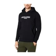 Jack & Jones Mjuk Bomullshoodie med Logotyptryck Black, Herr