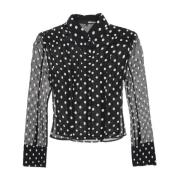 Rotate Birger Christensen Polka Dot Paljett Chiffong Blus Black, Dam