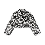 Rotate Birger Christensen Zebra Print Faux-Fur Coat Black, Dam