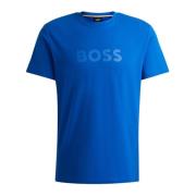 Hugo Boss Herr Logotyp Tryck Bomull T-shirt Blue, Herr