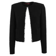 Max Mara Studio Svart Bouclé Kristall Broderad Jacka Black, Dam