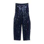 Rotate Birger Christensen Navy Blue Sequin Bältebyxor Blue, Dam