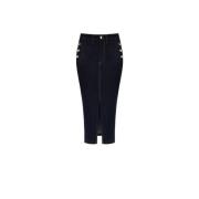 Rinascimento Denim Midi Pennkjol med Slits Black, Dam