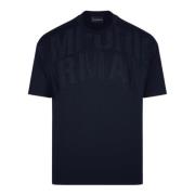 Emporio Armani Marinblå Kortärmad Jersey T-shirt med Broderad Logotyp ...