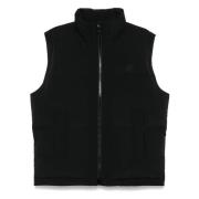 Maison Kitsuné Svart Vadderad Gilet med Rävmotiv Black, Herr