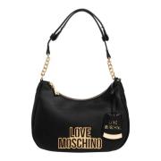 Love Moschino Snygg Logo Hobo Väska med Dragkedja Black, Dam