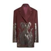 Etro Paisley Print Metallic Jacka Purple, Dam