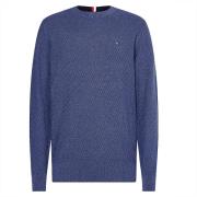 Tommy Hilfiger Bomull Honeycomb Stickad Tröja Blue, Herr