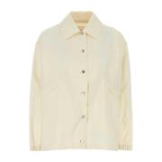 Jil Sander Elegant Ivory Cotton Jacket Beige, Dam