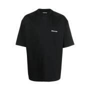 Balenciaga Svart logotyp broderad T-shirt Black, Herr