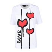 Love Moschino Bomull T-shirt med Snygg Design White, Dam