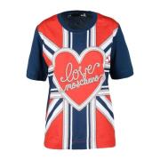 Love Moschino Bomull T-shirt med Stiligt Design Blue, Dam