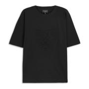 Emporio Armani Svart Logotyp Präglade T-shirts och Polos Black, Dam