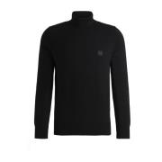 Hugo Boss Svart hög hals cashmere tröja Black, Herr