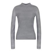 Emporio Armani Randig Tröja Hög Hals Långärmad Gray, Dam