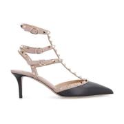 Valentino Garavani Nitar läder slingback klackar Black, Dam