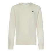 Lacoste Vit Ull Crewneck Tröja Aw24 Beige, Herr