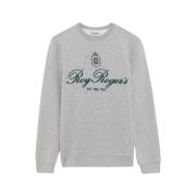 Roy Roger's Melerad Bomull Crewneck Sweatshirt med Broderat Logotyp Gr...