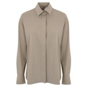 Max Mara Studio Dove Grey Jersey Skjorta Brown, Dam