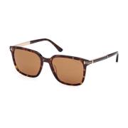 Tom Ford Stiliga solglasögon i mörkt havana acetat Brown, Unisex