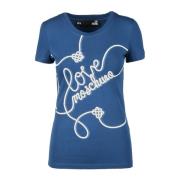 Love Moschino Bomull Elastan T-shirt Blue, Dam