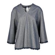 Max Mara Bomullsblandning Blus med Elastan Blue, Dam