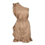 Giulia N Couture Elegant Bomullsklänning Brown, Dam