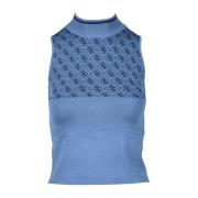 Guess Stilig Stickad Topp med Spandex Blue, Dam