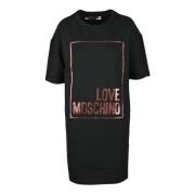 Love Moschino Dam Bomull Spandex Klänning Black, Dam