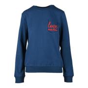 Love Moschino Linne Bomull Stickad Topp Blue, Dam