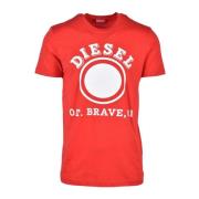 Diesel Bomull Casual T-shirt Red, Herr