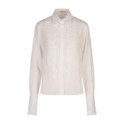 Ermanno Scervino Vit Sidenbroderad Skjorta White, Dam