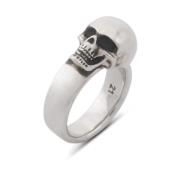 Alexander McQueen Skull Logo Silverring Mässing Italien Gray, Herr