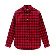 Woolrich Rutig Flanellskjorta Klassisk Passform Red, Herr