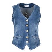 DNM Pure Broderad Denim Gilet Blue, Dam