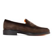 Santoni Brun Läder Slip-On Mockasin Skor Brown, Herr