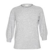 Kaffe Curve Grå Melange Stickad Pullover Tröja Gray, Dam