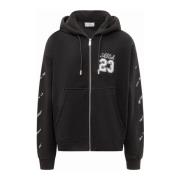 Off White Ikonisk Logo Zip Hoodie Black, Herr