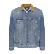 Tommy Jeans Sliten Denim Truckerjacka Blue, Herr