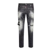 Dsquared2 Svart Sliten Denim Jeans Black, Herr