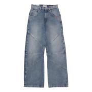 Amish Hög midja breda ben denim jeans Blue, Dam