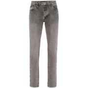 Philipp Plein Stiliga Denim Jeans för Män Gray, Herr