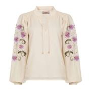 Freebird Elegant Off White Blus med Ballongärmar White, Dam