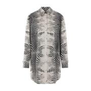 Roberto Cavalli Zebra Print Skjortklänning White, Dam