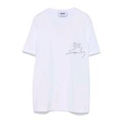 Msgm Vit Crew Neck T-shirt med Dekoration White, Dam