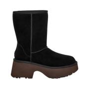 UGG Svarta Mocka Ankelboots med 7,5 cm Klack Black, Dam