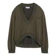 The Attico Crewneck Fall Sweatshirt Green, Dam