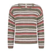 Skovhuus Multi Blus O-Neck Pullover Laurel Oak Multicolor, Dam