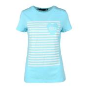 Love Moschino Bomull T-shirt med Stiligt Design Blue, Dam